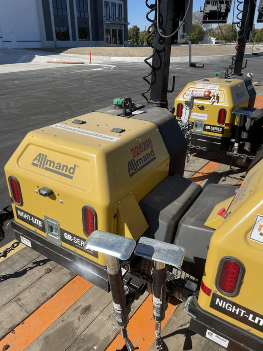 2022 Allmand NLV3GR (4) LED Light Fixture 350W, 23' Vertical Mast, 3kW Prime, Towable, Deep Sea L401, Leveling Jacks, Yanmar T4F 5.8hp