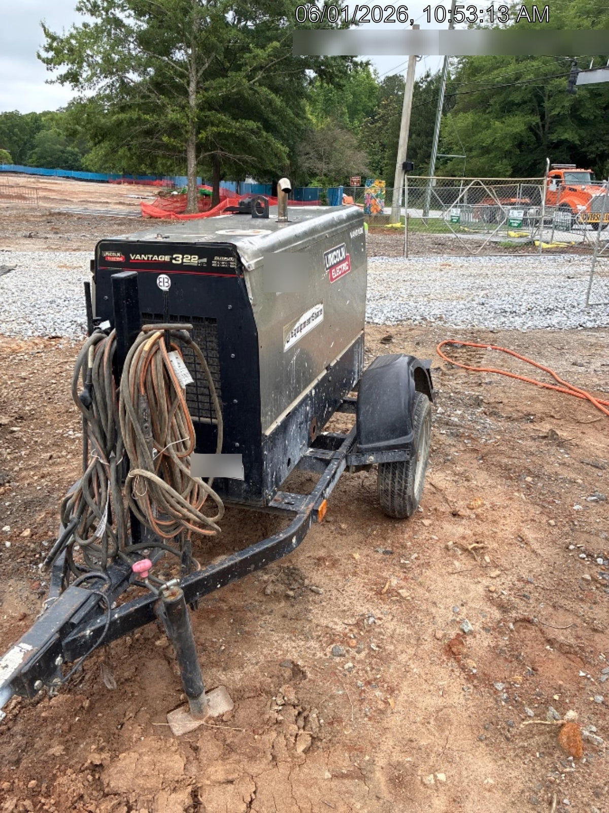 2019 Lincoln Electric Vantage 322 Welder Ready-Pak 3, Two wheel trailer, Fender and Light kit, Cable Rack