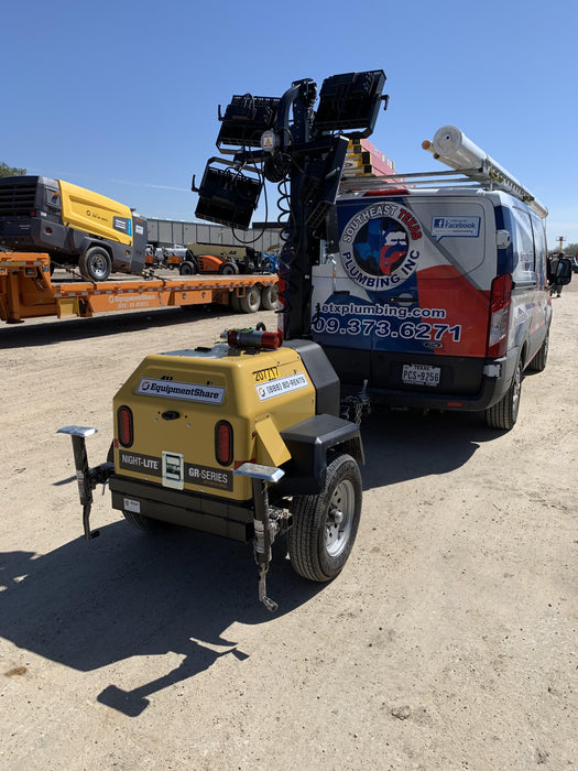 2022 Allmand NLV3GR (4) LED Light Fixture 350W, 23' Vertical Mast, 3kW Prime, Towable, Deep Sea L401, Leveling Jacks, Yanmar T4F 5.8hp