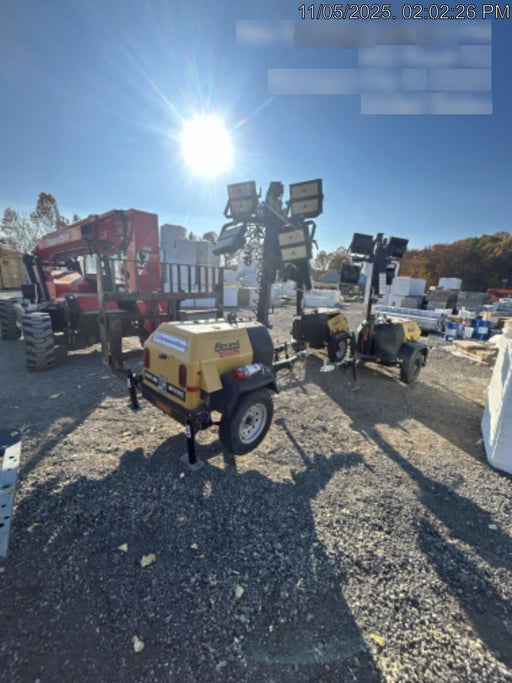 2022 Allmand NLV3GR (4) LED Light Fixture 350W, 23' Vertical Mast, 3kW Prime, Towable, Deep Sea L401, Leveling Jacks, Yanmar T4F 5.8hp