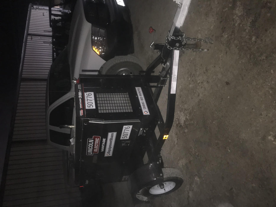 2019 Lincoln Electric Vantage 322 Welder Ready-Pak 3, Two wheel trailer, Fender and Light kit, Cable Rack