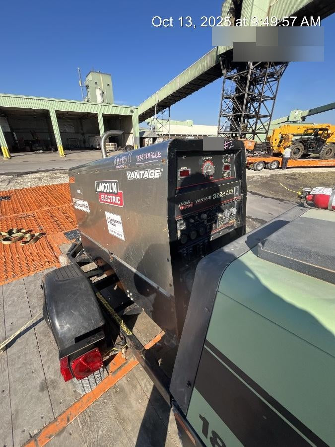2019 Lincoln Electric Vantage 322 Lincoln Vantage 322 Welder w/Trailer, Light Kit, Cable Rack