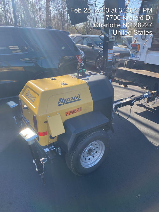 2022 Allmand NLV3GR (4) LED Light Fixture 350W, 23' Vertical Mast, 3kW Prime, Towable, Deep Sea L401, Leveling Jacks, Yanmar T4F 5.8hp