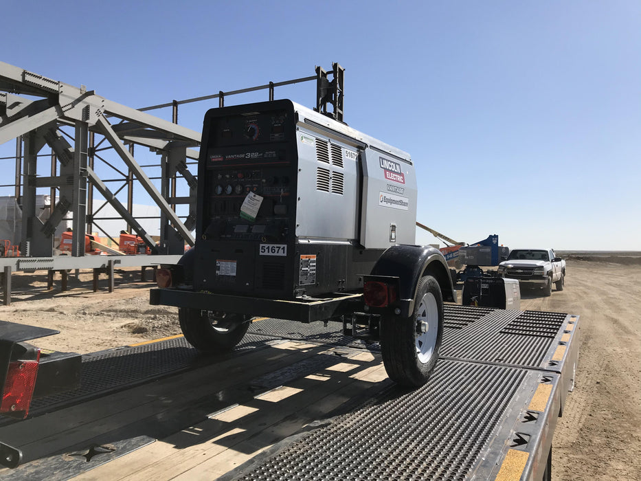 2019 Lincoln Electric Vantage 322 Welder Ready-Pak 3, Two wheel trailer, Fender and Light kit, Cable Rack