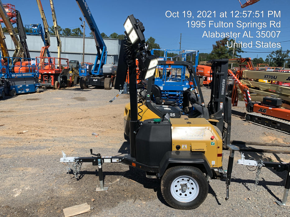 2021 Allmand NLV3GR (4) LED Light Fixture 350W, 23' Vertical Mast, 3kW Prime, Towable, Deep Sea L401, Leveling Jacks, Yanmar T4F 5.8hp