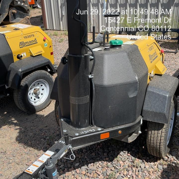 2021 Allmand NLV3GR (4) LED Light Fixture 350W, 23' Vertical Mast, 3kW Prime, Towable, Deep Sea L401, Leveling Jacks, Yanmar T4F 5.8hp