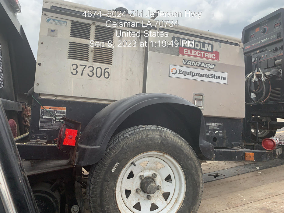 2019 Lincoln Electric Vantage 322 Ready-Pak 3, Two Wheel Trailer, Fender and Light Kit, Cable Rack