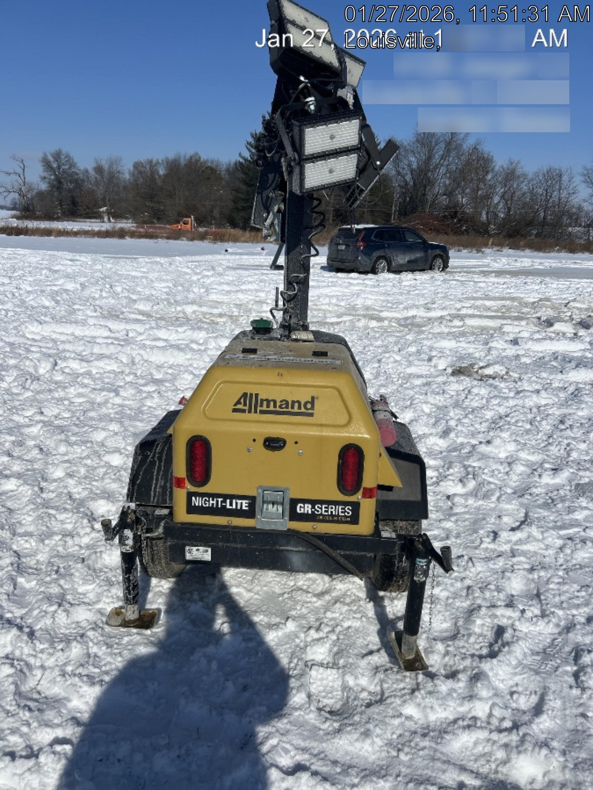 2022 Allmand NLV3GR (4) LED Light Fixture 350W, 23' Vertical Mast, 3kW Prime, Towable, Deep Sea L401, Leveling Jacks, Yanmar T4F 5.8hp
