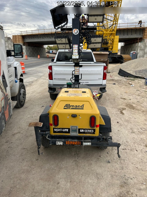 2021 Allmand NLV3GR (4) LED Light Fixture 350W, 23' Vertical Mast, 3kW Prime, Towable, Deep Sea L401, Leveling Jacks, Yanmar T4F 5.8hp