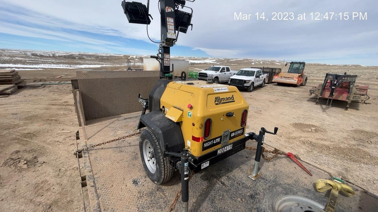 2022 Allmand NLV3GR (4) LED Light Fixture 350W, 23' Vertical Mast, 3kW Prime, Towable, Deep Sea L401, Leveling Jacks, Yanmar T4F 5.8hp