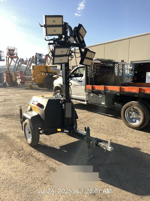 Allmand NLV3GR (4) LED Light Fixture 350W, 23' Vertical Mast, 3kW Prime, Towable, Deep Sea L401, Leveling Jacks, Yanmar T4F 5.8hp