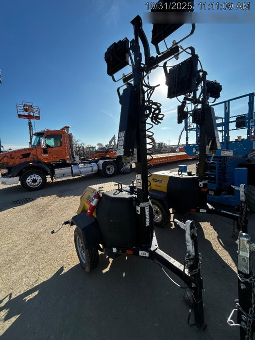 2020 Allmand NLV3GR (4) LED Light Fixture 350W, 23' Vertical Mast, 3kW Prime, Towable, Deep Sea L401, Leveling Jacks, Yanmar T4F 5.8hp