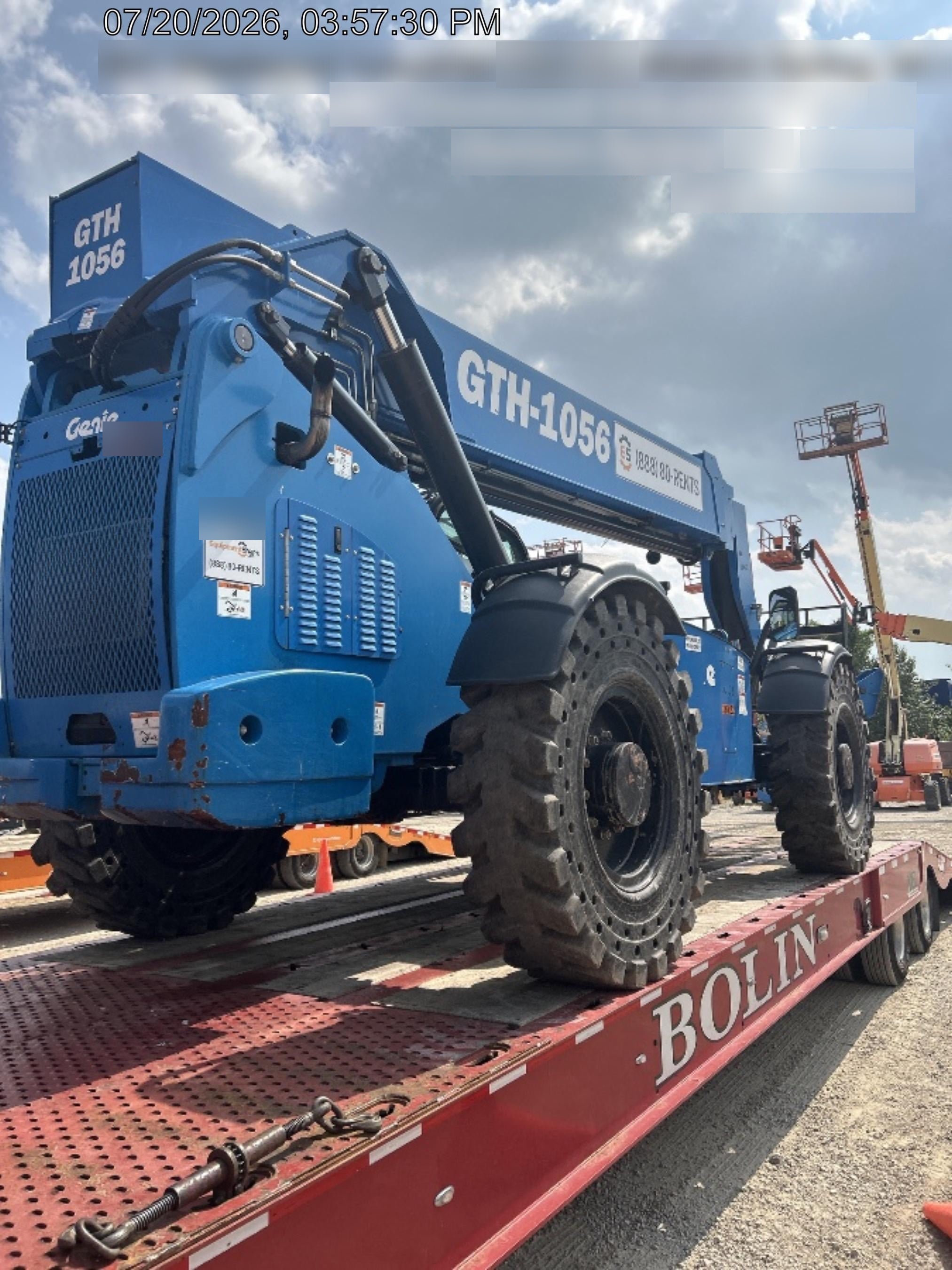2019 Genie GTH-1056 Cab/Heat/AC, Solid RT Tires, LED Work Lights, Beacon 60" QA Carriage, 60" Forks