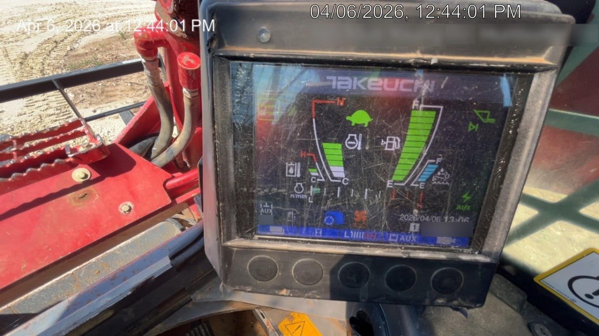 2019 Takeuchi TL12V2C ROPS/FOPS Cab, Heat/AC, Defroster, Rubber Tracks, Back-up Alarm, Front & Rear Working Lights, Auxiliary Hydraulics, Two-Speed Travel, Electronic Monitoring System, Hydraulic Universal Quick Hitch w/80" HD Smooth Dirt Bucket with Bolt-on Edge, 24.0 cu ft. Capacity