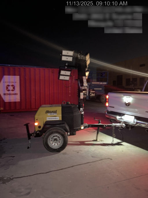 Allmand NLV3GR (4) LED Light Fixture 350W, 23' Vertical Mast, 3kW Prime, Towable, Deep Sea L401, Leveling Jacks, Yanmar T4F 5.8hp