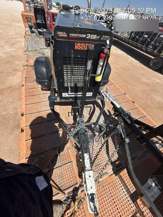 2019 Lincoln Electric Vantage 322 Welder Ready-Pak 3, Two wheel trailer, Fender and Light kit, Cable Rack