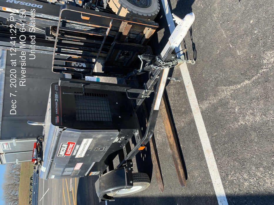2019 Lincoln Electric Vantage 322 Ready-Pak 3, Two Wheel Trailer, Fender and Light Kit, Cable Rack