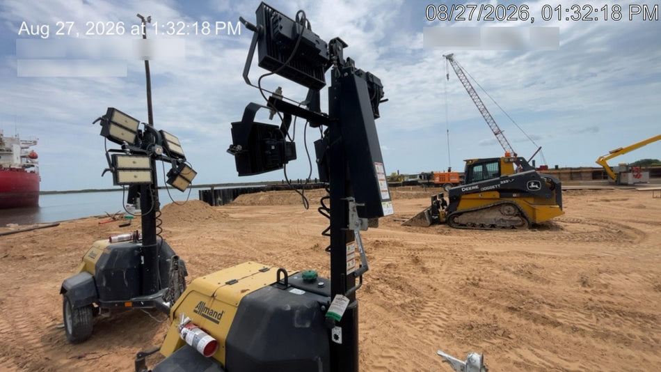 2022 Allmand NLV3GR (4) LED Light Fixture 350W, 23' Vertical Mast, 3kW Prime, Towable, Deep Sea L401, Leveling Jacks, Yanmar T4F 5.8hp