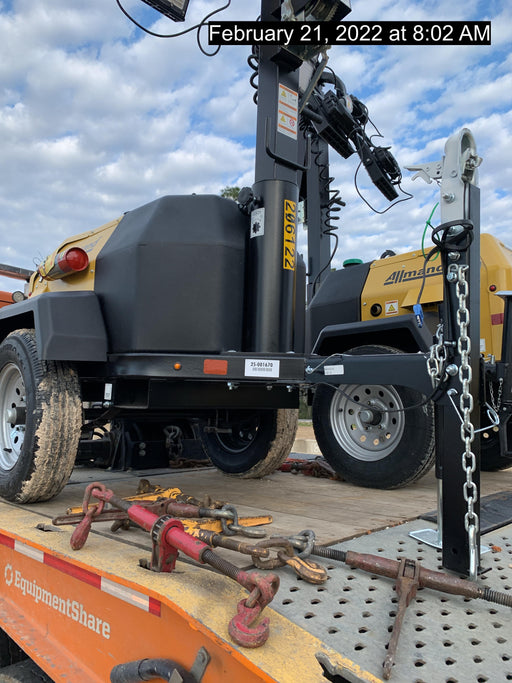 2022 Allmand NLV3GR (4) LED Light Fixture 350W, 23' Vertical Mast, 3kW Prime, Towable, Deep Sea L401, Leveling Jacks, Yanmar T4F 5.8hp