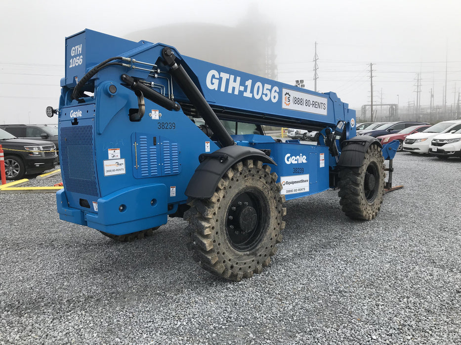 2019 Genie GTH-1056 Cab/Heat/AC, Solid RT Tires, LED Work Lights, Beacon 60" QA Carriage, 60" Forks