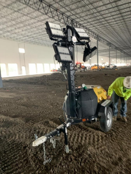 2022 Allmand NLV3GR (4) LED Light Fixture 350W, 23' Vertical Mast, 3kW Prime, Towable, Deep Sea L401, Leveling Jacks, Yanmar T4F 5.8hp