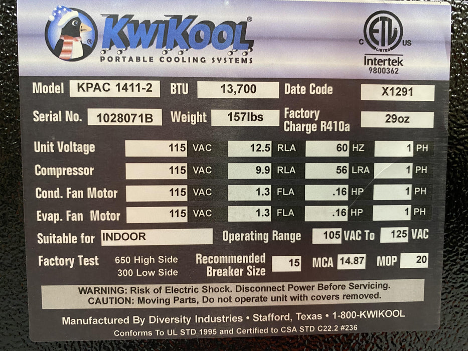 2023 KWIKOOL KPAC1411-2