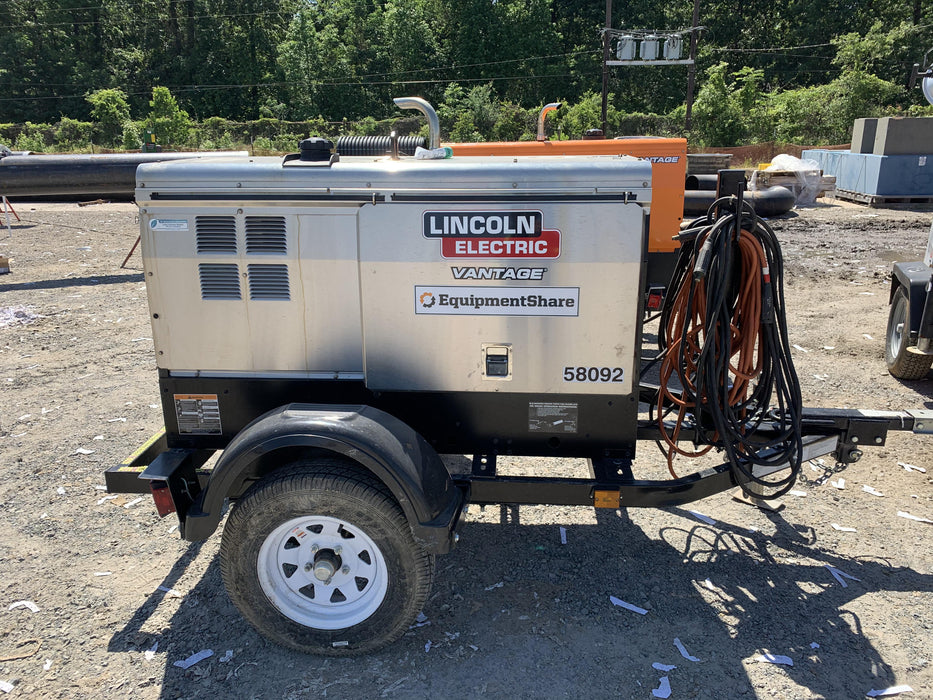 2019 Lincoln Electric Vantage 322 Welder Ready-Pak 3, Two wheel trailer, Fender and Light kit, Cable Rack