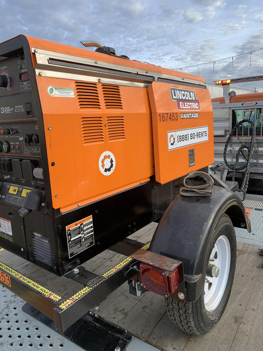 2021 Lincoln Electric Vantage 322 Vantage 322 Ready Pak 3 w/ Decals, ORANGE (includes trailer, cable rack, fender light kit) NO Telematics