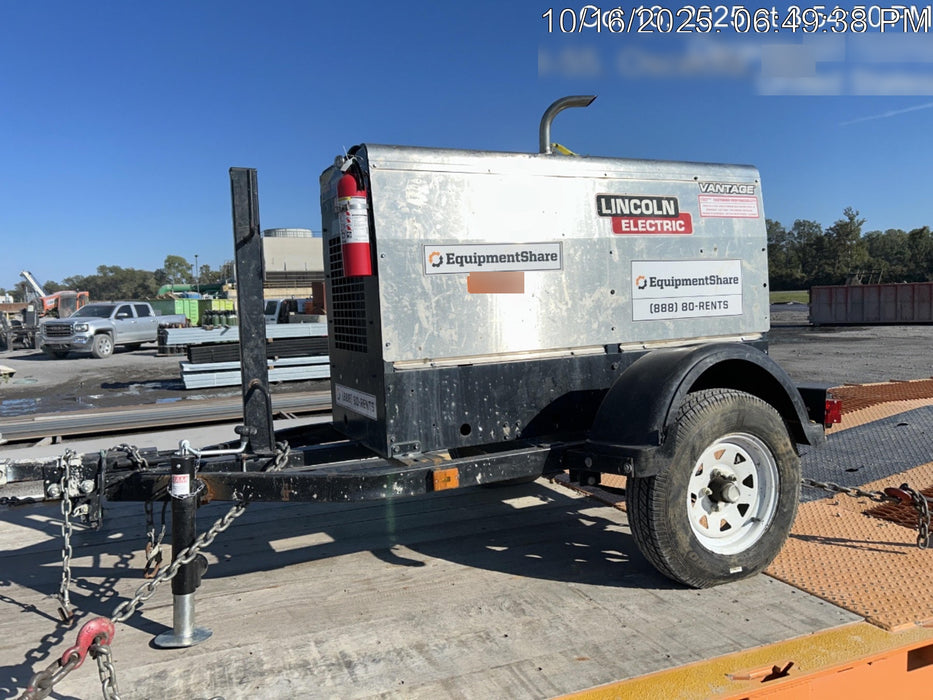 2019 Lincoln Electric Vantage 322 Welder Ready-Pak 3, Two wheel trailer, Fender and Light kit, Cable Rack