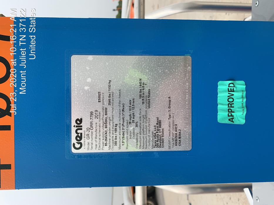 2019 GENIE GR-20