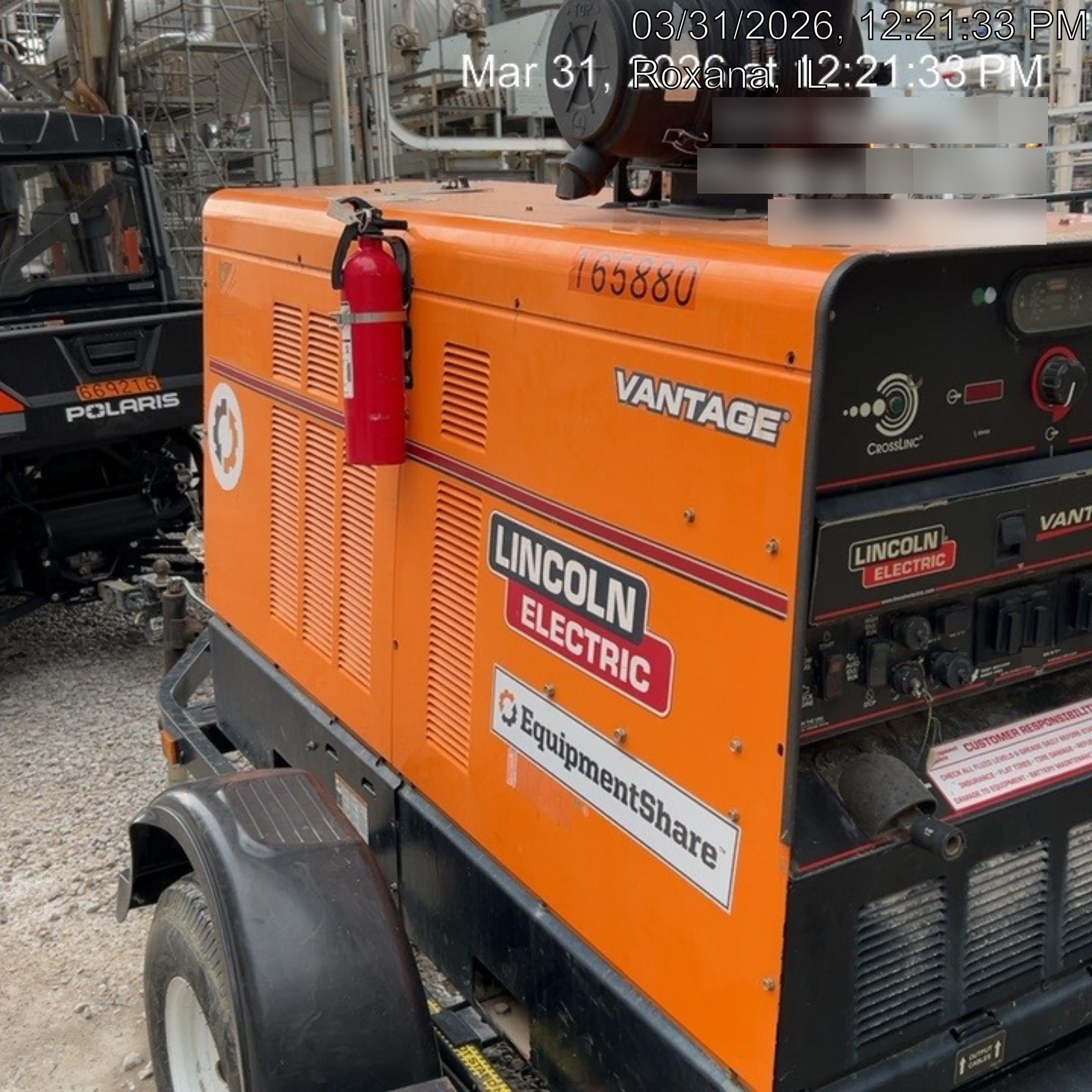 2021 Lincoln Electric Vantage 549X Ready Pak 3, ORANGE (includes trailer, cable rack, fender light kit)