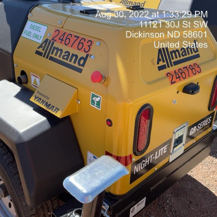 2022 Allmand NLV3GR (4) LED Light Fixture 350W, 23' Vertical Mast, 3kW Prime, Towable, ES Decals, T3