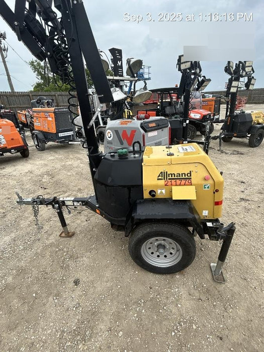 2022 Allmand NLV3GR (4) LED Light Fixture 350W, 23' Vertical Mast, 3kW Prime, Towable, Deep Sea L401, Leveling Jacks, Yanmar T4F 5.8hp