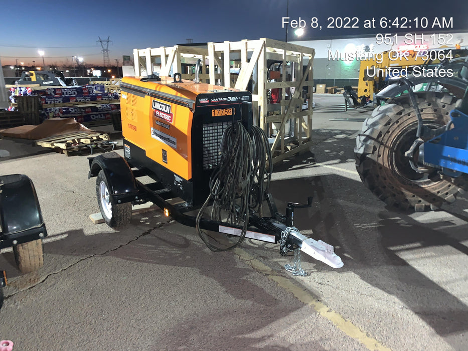 2021 Lincoln Electric Vantage 322 Vantage 322 Ready Pak 3 w/ Decals, ORANGE (includes trailer, cable rack, fender light kit) NO Telematics