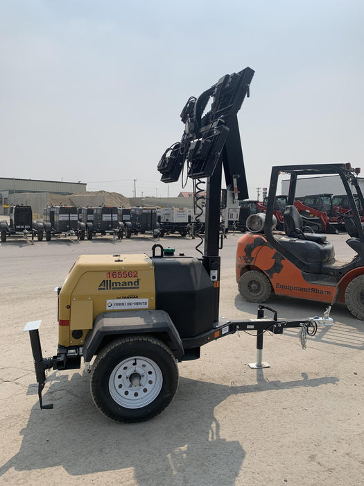 2021 Allmand NLV3GR (4) LED Light Fixture 350W, 23' Vertical Mast, 3kW Prime, Towable, Deep Sea L401, Leveling Jacks, Yanmar T4F 5.8hp