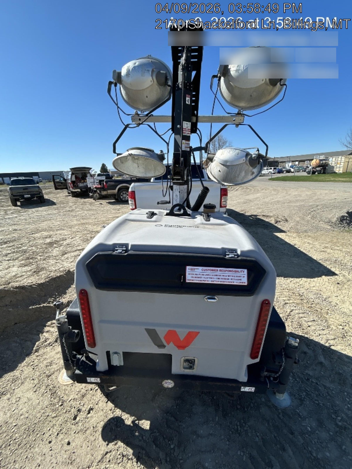 2018 Wacker Neuson LTV6L-MH Wacker Neuson LTV6L Mobile Light Tower w/Fuel Level Sensor Installed