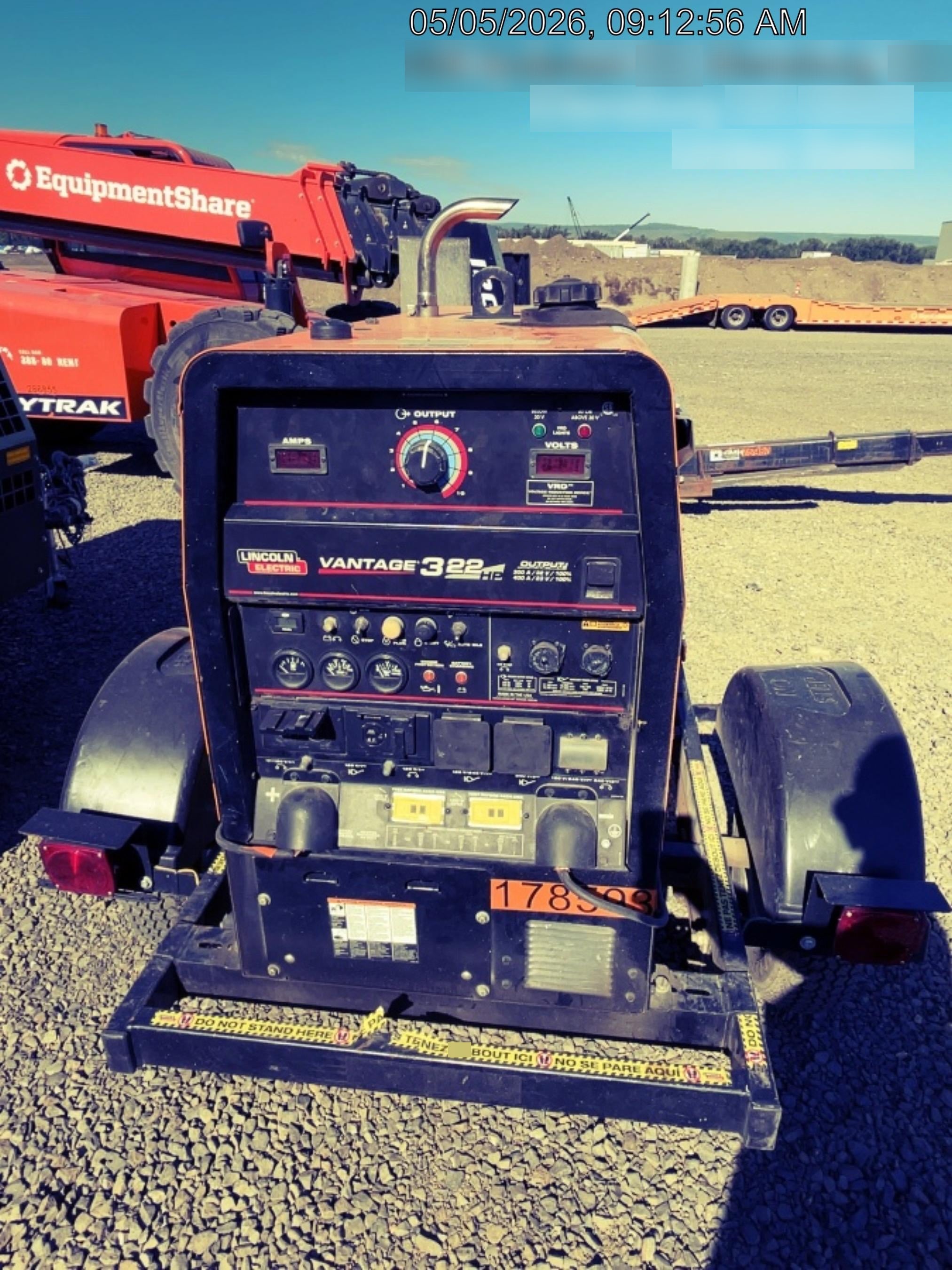 2021 Lincoln Electric Vantage 322 Vantage 322 Ready Pak 3 w/ Decals, ORANGE (includes trailer, cable rack, fender light kit) NO Telematics