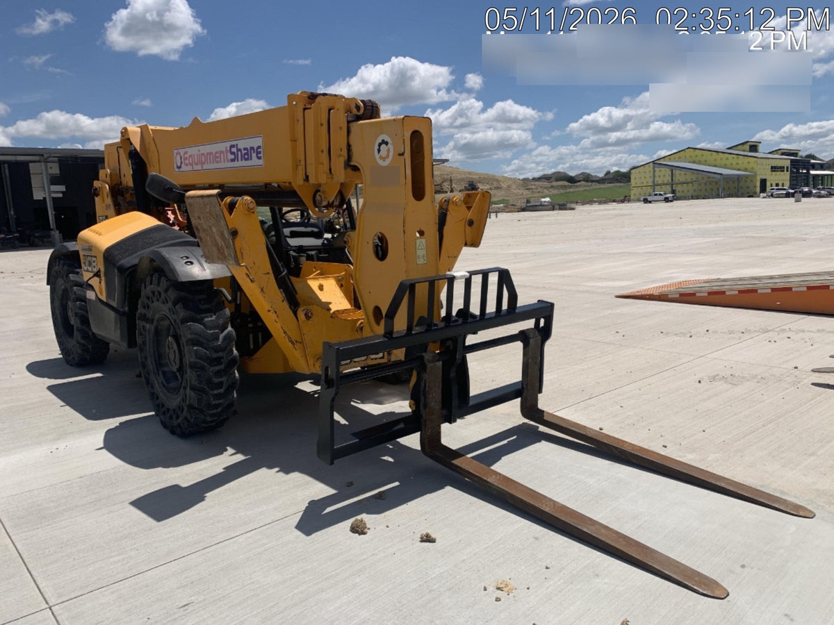 2019 JCB 510-56 74 HP w/Open ROPS, Beacon, Aux Hydraulics, Worklights, Solid Tires w/60" Carriage/Forks