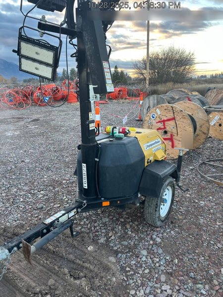 2021 Allmand NLV3GR (4) LED Light Fixture 350W, 23' Vertical Mast, 3kW Prime, Towable, Deep Sea L401, Leveling Jacks, Yanmar T4F 5.8hp