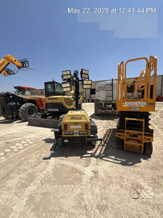 2022 Allmand NLV3GR (4) LED Light Fixture 350W, 23' Vertical Mast, 3kW Prime, Towable, Deep Sea L401, Leveling Jacks, Yanmar T4F 5.8hp