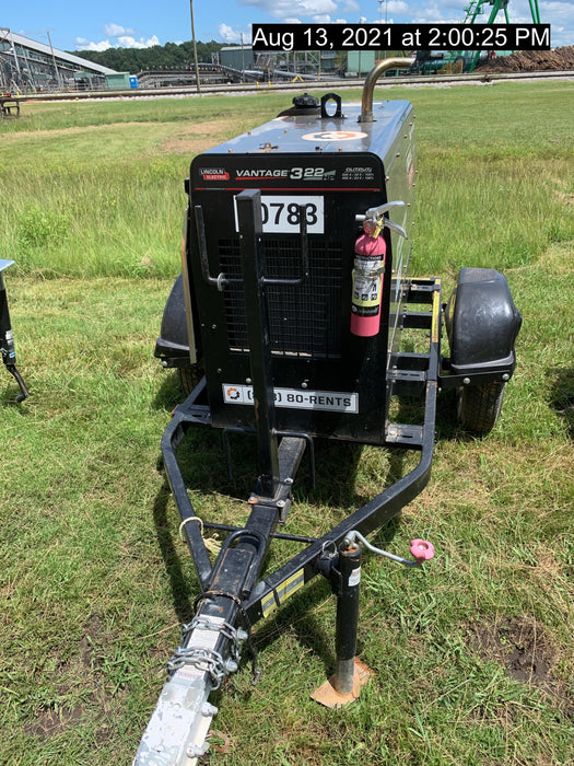2019 Lincoln Electric Vantage 322 Welder Ready-Pak 3, Two wheel trailer, Fender and Light kit, Cable Rack