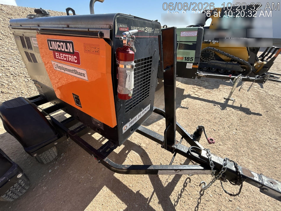 2019 Lincoln Electric Vantage 322 Ready-Pak 3, Two Wheel Trailer, Fender and Light Kit, Cable Rack