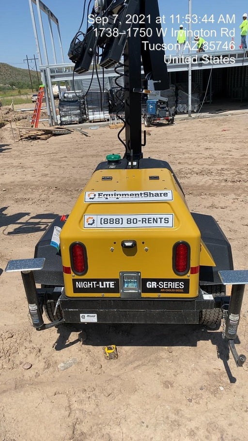 2021 Allmand NLV3GR (4) LED Light Fixture 350W, 23' Vertical Mast, 3kW Prime, Towable, Deep Sea L401, Leveling Jacks, Yanmar T4F 5.8hp