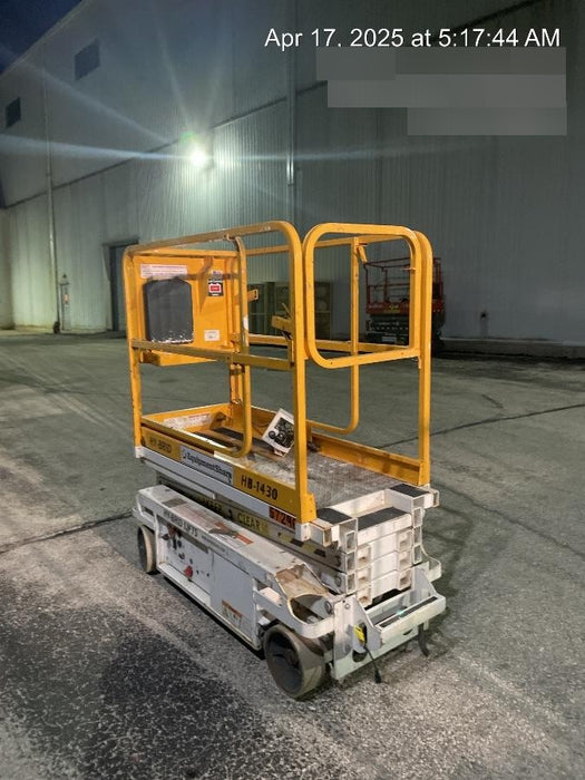 Custom Equipment HB-1430 Hy-Brid Scissor Lift
Platform capacity up to 670 lbs
Working height up to 20 ft
Weighs under 1,700 lbs
Non-marking wheels