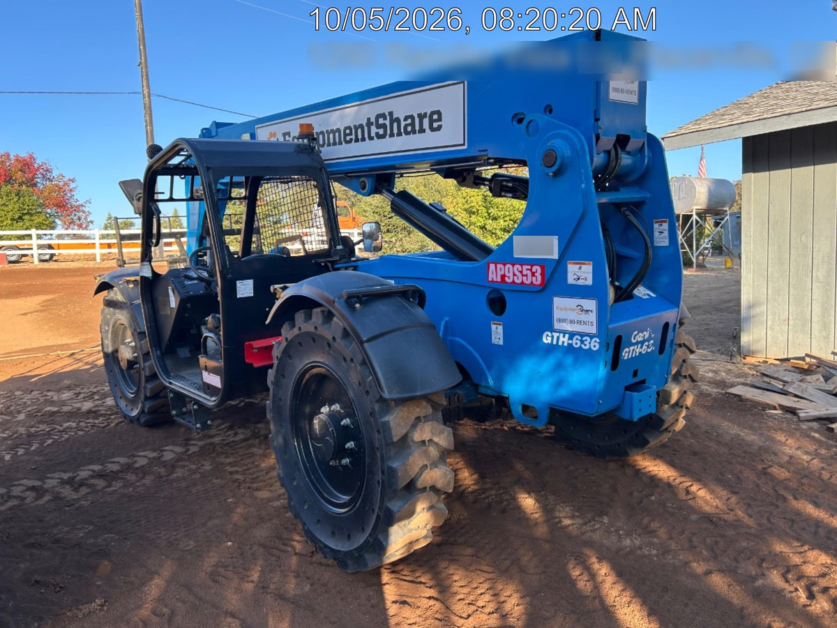 2019 Genie GTH-636 Canopy, Solid RT Tires, LED Work Lights, Beacon 60" QA Carriage, 48" Forks