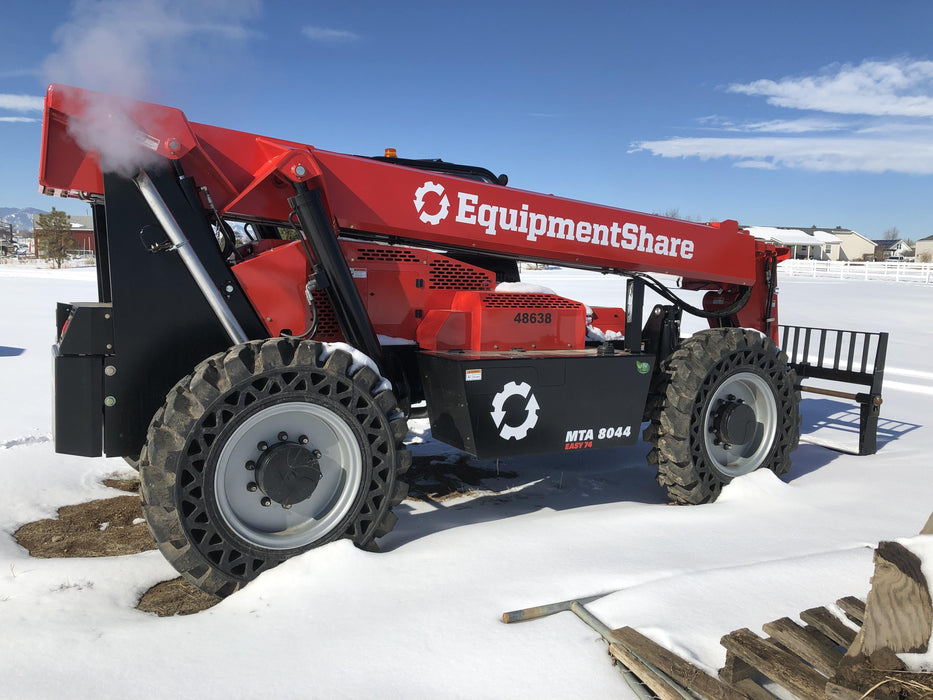 2020 Manitou MTA8044 74hp T4F, Cab/Heat/Air, Cab and Boom LED work lights, Auxiliary Hydraulics, Solid Tires, Amber strobe, Lift Hook w/66" Carriage, 60" Forks