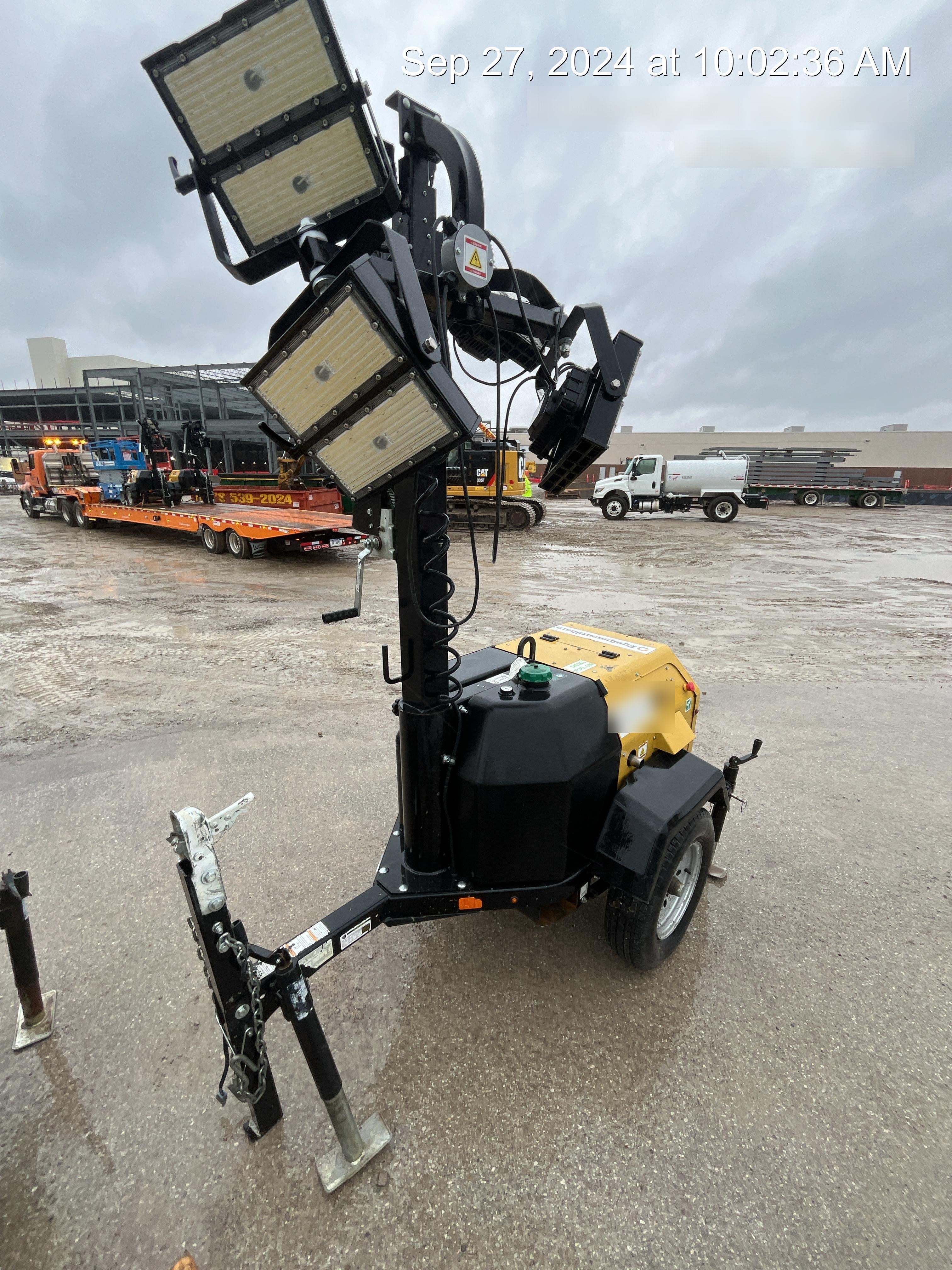 2022 Allmand NLV3GR (4) LED Light Fixture 350W, 23' Vertical Mast, 3kW Prime, Towable, Deep Sea L401, Leveling Jacks, Yanmar T4F 5.8hp