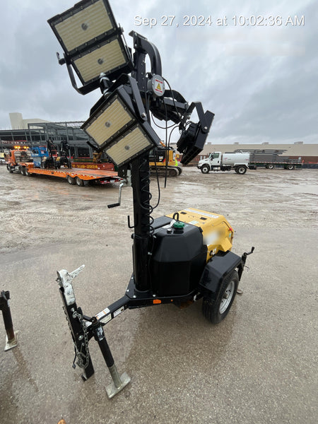 2022 Allmand NLV3GR (4) LED Light Fixture 350W, 23' Vertical Mast, 3kW Prime, Towable, Deep Sea L401, Leveling Jacks, Yanmar T4F 5.8hp