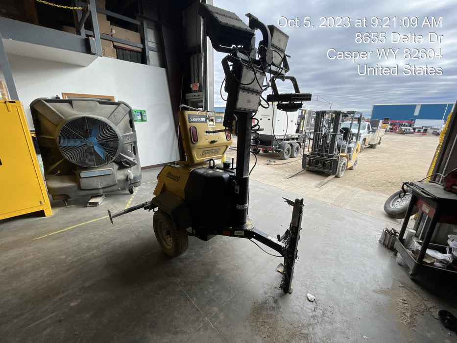 2022 Allmand NLV3GR (4) LED Light Fixture 350W, 23' Vertical Mast, 3kW Prime, Towable, Deep Sea L401, Leveling Jacks, Yanmar T4F 5.8hp