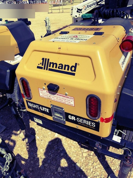 2022 Allmand NLV3GR (4) LED Light Fixture 350W, 23' Vertical Mast, 3kW Prime, Towable, Deep Sea L401, Leveling Jacks, Yanmar T4F 5.8hp